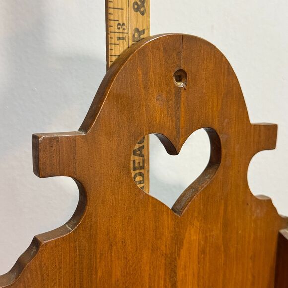 Vintage Wooden Hanging Box with Drawer and Top Open Pocket 13" Tall - Picture 7 of 12